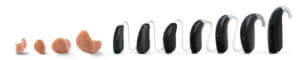 Full line up of different custom sizes for hearing aids