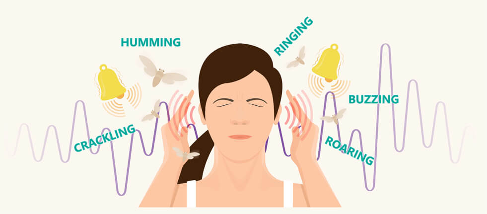 Illustration demonstrating the way tinnitus effects someone